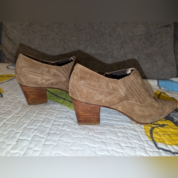 WARREN EDWARDS EMBROIDERED Suede Half booties sz 8 1/2 M. Handmade In Italy - Picture 7 of 10